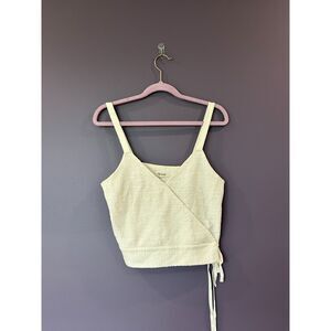 Madewell Ivory Sleeveless Jacquard Side Tie Faux Wrap Crop Tank Top Size Small
